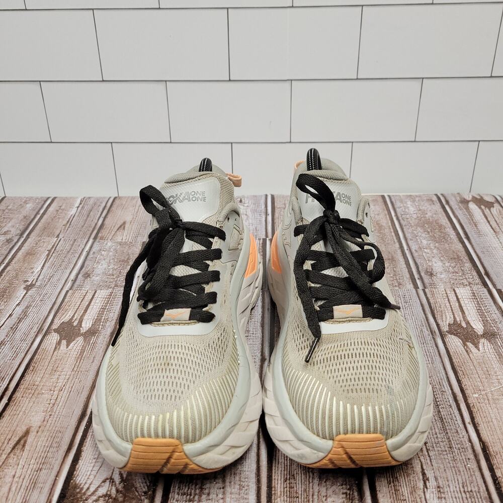 Hoka One One Bondi 7 Wide Running Shoes Gray Peach Women's Size 8D - Picture 2 of 13